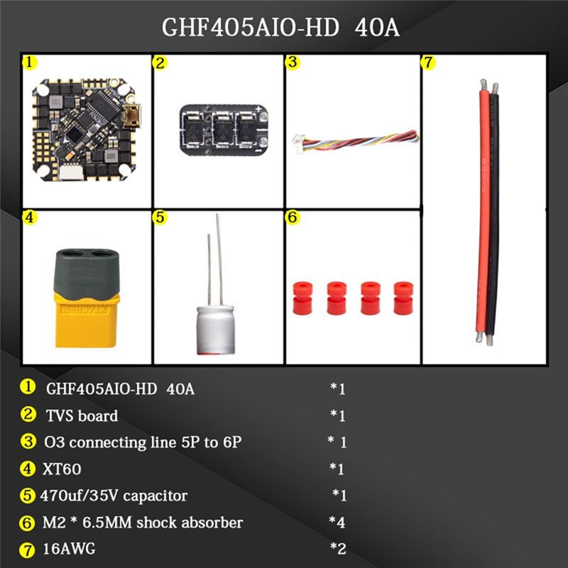 Drone Racing Flight Controller - ABTI-GHF405AIO-HD 40A Contrôleur de vol AIO